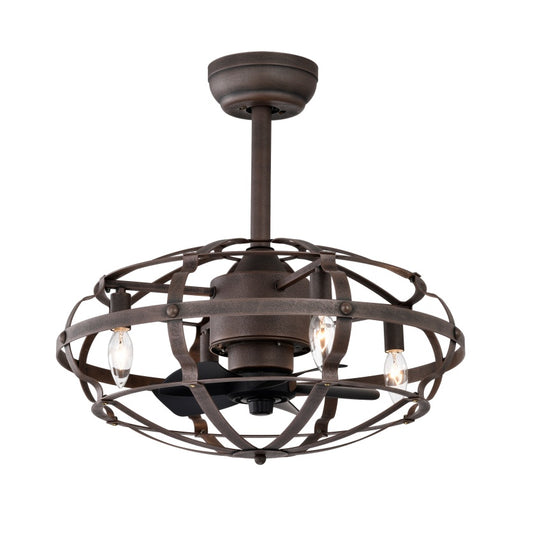 Best Sells Modern Enclosed Ceiling Fan Indoor With Remote Control And Bladeless Rust Red Industrial Ceiling Fan Light Kit