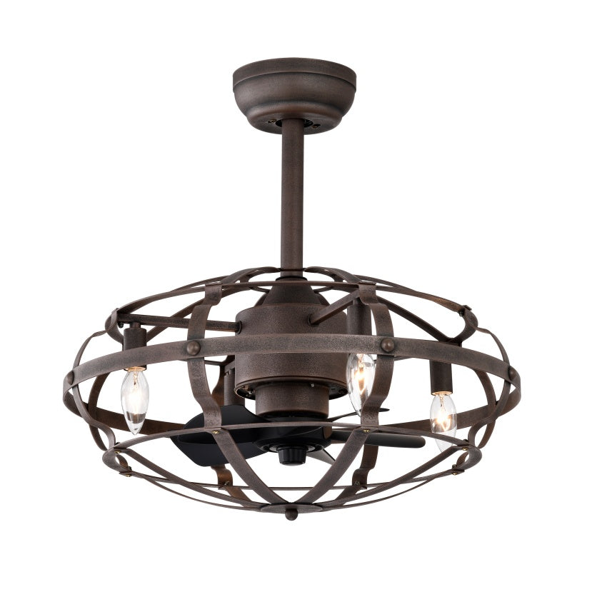 Best Sells Modern Enclosed Ceiling Fan Indoor With Remote Control And Bladeless Rust Red Industrial Ceiling Fan Light Kit