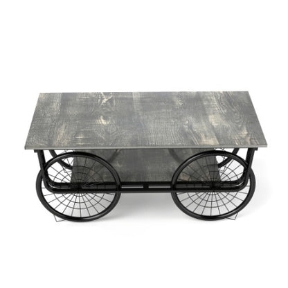 Modern Style Coffee Table Rectangle Coffee Table End Side Table Retro Design Coffee Table With Sturdy Base For Living Room Decor  Black
