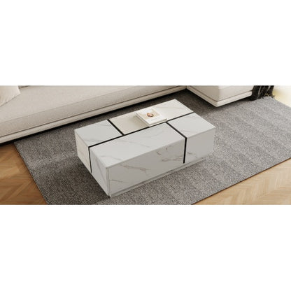 Rectangular Sliding Top Coffee Table With 2 Drawers And 2 Hidden Storage For Living Room 47.2
