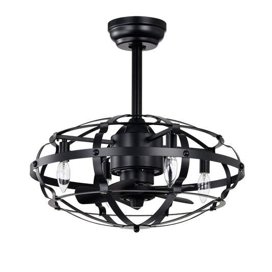 Hot Sell Industrial Ceiling Fan Light Kit For Living Room Bedroom Kitchen And Bladeless Caged Ceiling Fan With Lights