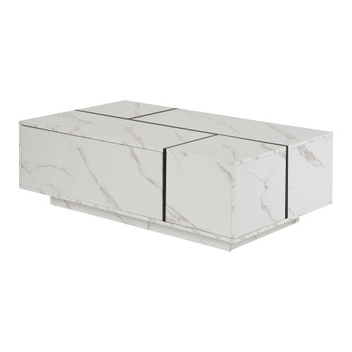 Rectangular Sliding Top Coffee Table With 2 Drawers And 2 Hidden Storage For Living Room 47.2