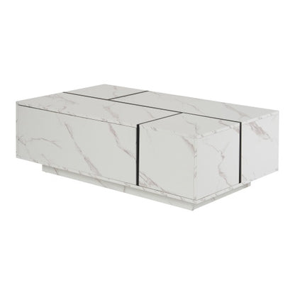 Rectangular Sliding Top Coffee Table With 2 Drawers And 2 Hidden Storage For Living Room 47.2