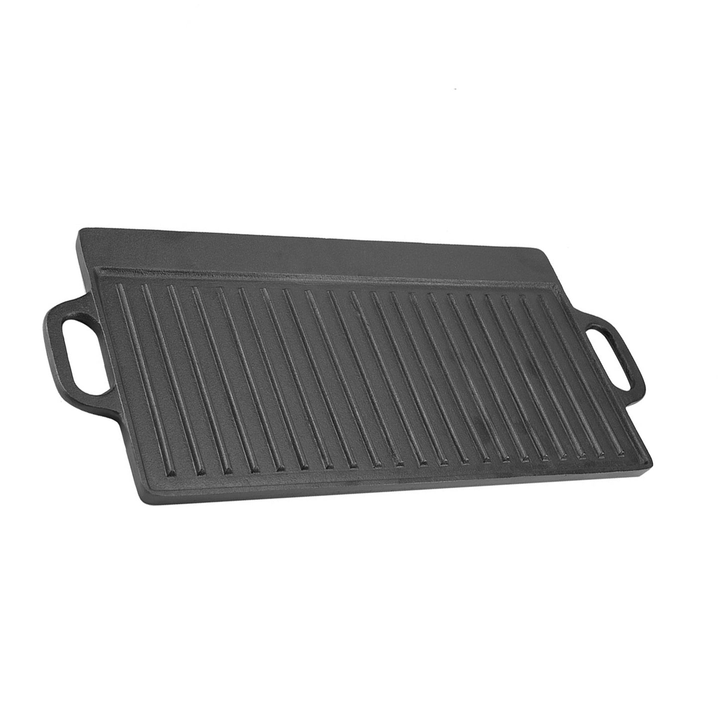 Non-Stick Cast Iron Grill Griddle Pan Ridged and Flat Double Sided Baking Cooking Tray Bakeware