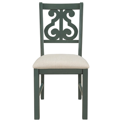 TREXM 5-Piece Round Dining Set With Fabric Chairs & Special-shaped Legs